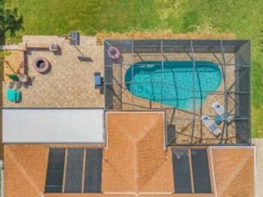 Heated Pool with Great Outdoor Entertainment Space Villa Blue Paradise Roelens Vacations